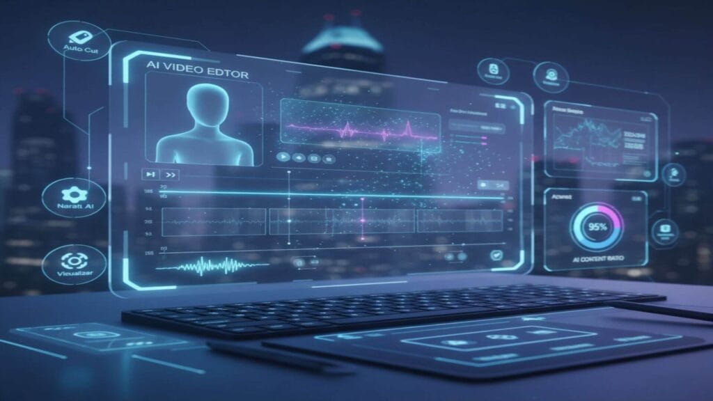 شخص يقوم يإنشاء قناة تعليمية أو بودكاست آلي