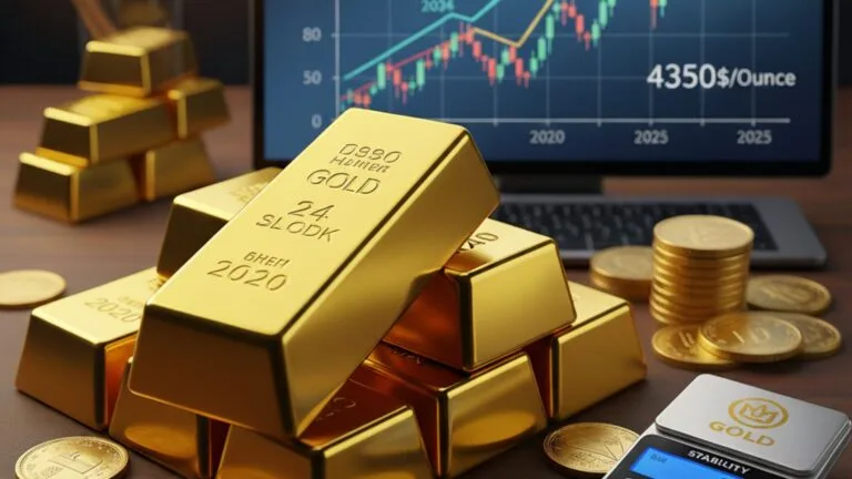 صورة لسبائك ذهب لامعة تعبر عن الاستثمار في الذهب والادخار الآمن