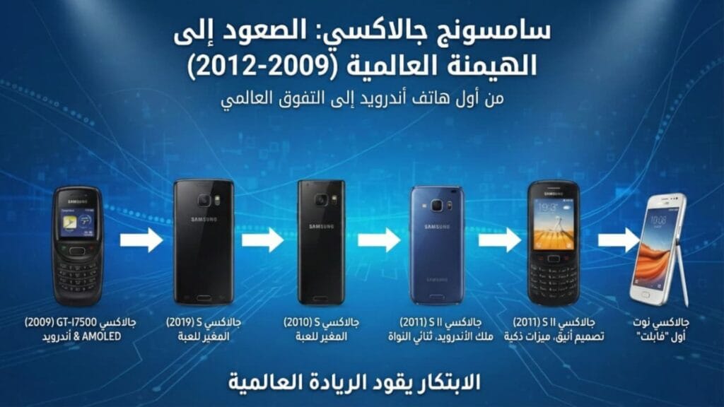 أول هاتف سامسونج جالكسي أندرويد 2009 وإصدارات S و S2 ونوت 1