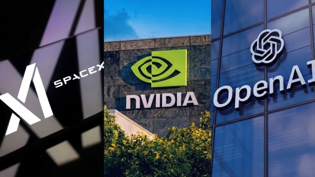 شعارات xAI وSpaceX وNVIDIA وOpenAI على واجهات مبانيها ضمن أقوى 10 شركات ذكاء اصطناعي في العالم